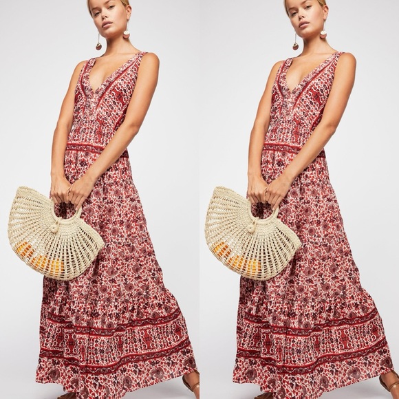 printed birdie maxi dress